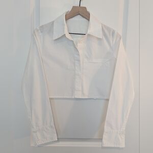 SHEIN White Cropped Collar Dress Shirt Long Sleeve Size Small